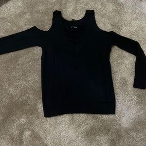 Women’s express xxs black shoulder sweater new no tags